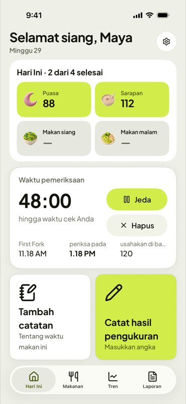 Layar Hari Ini di First Fork dengan jendela waktu cek yang sedang menghitung mundur