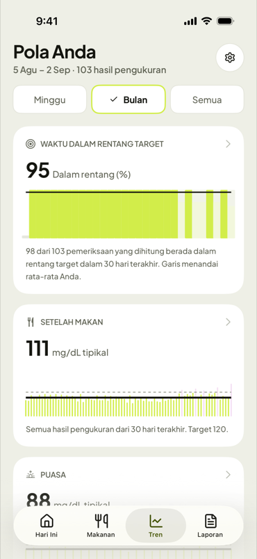 Pola gula darah Anda selama sebulan