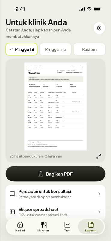Laporan rapi, siap dibagikan
