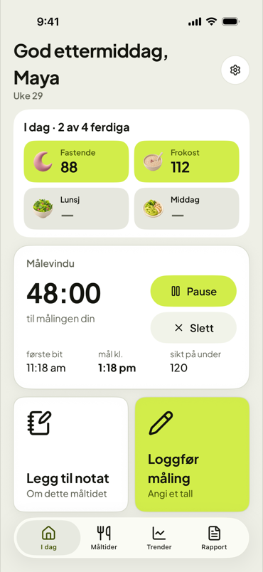 First Forks I dag-skjerm med et målevindu som teller ned