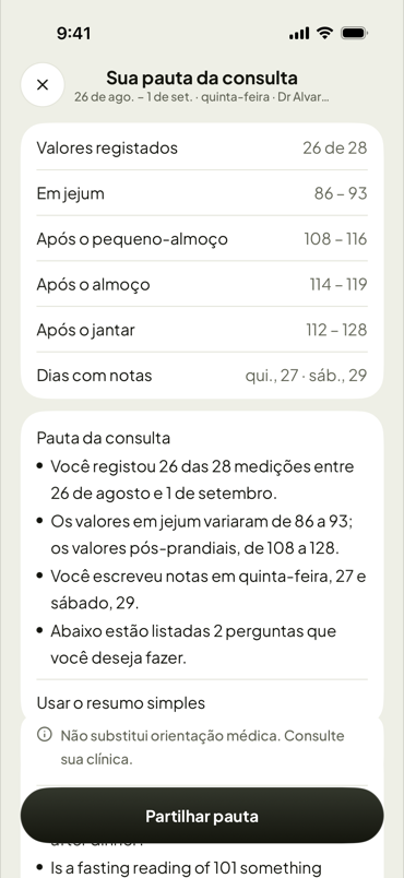 A tua agenda de consulta, pronta para o médico