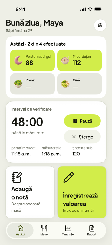 Ecranul Astăzi din First Fork, cu numărătoarea inversă pentru intervalul de verificare