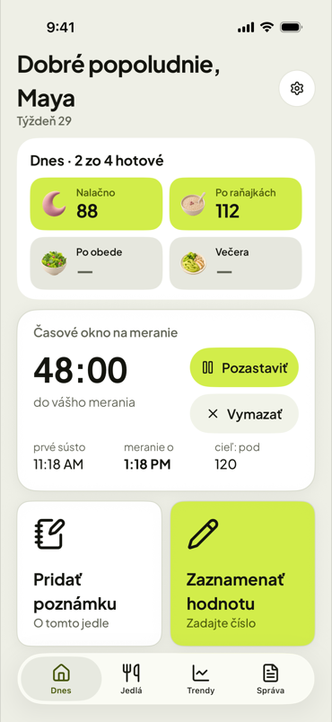 Dnes, s bežiacim oknom na meranie